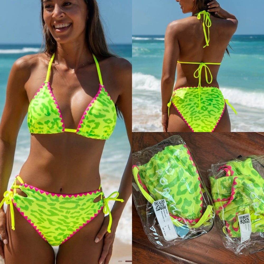 Neon Green Leopard Bikini Set
